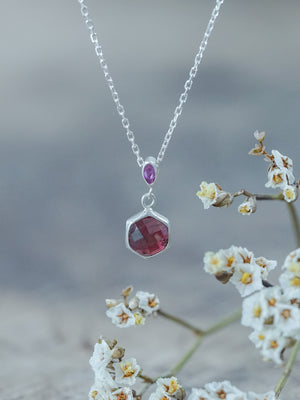 Custom Garnet Ring or Necklace in Sterling Silver