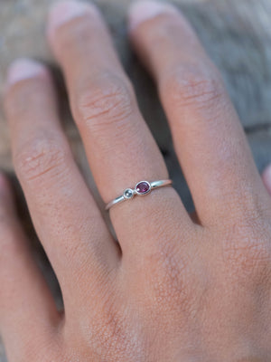 A Ruby and Diamond Ring in sterling silver