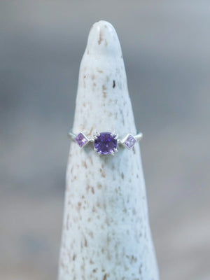 Amethyst and Sapphire Ring in Recycled Sterling Silver