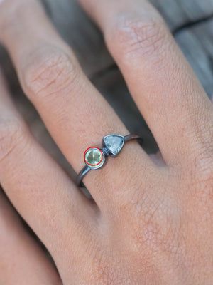 Apatite and Tanzanite Ring Sterling Silver