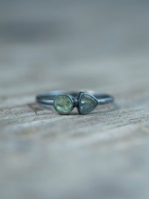 Apatite and Tanzanite Ring in oxidized sterling silver