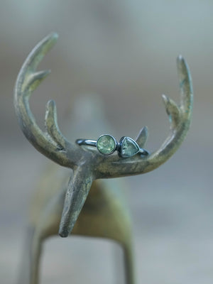 Apatite and Tanzanite Ring in recycled sterling silver