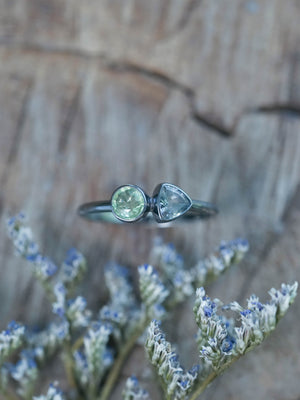 Apatite and Tanzanite Ring in silver