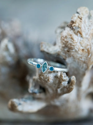 Apatite and Aquamarine Ring - Gardens of the Sun | Ethical Jewelry