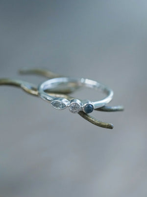 Aquamarine, Moonstone and Labradorite Ring