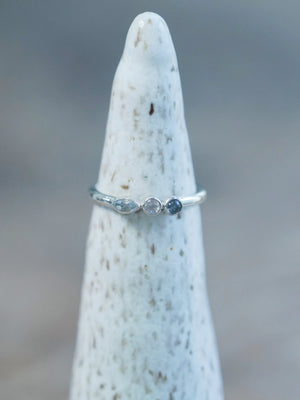 Aquamarine, Moonstone and Labradorite Ring in Silver