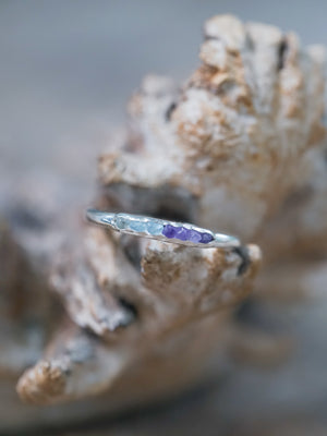 Aquamarine and Amethyst Ring with Hidden Gems in recycled sterling silver