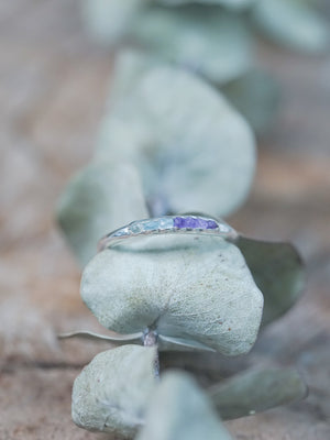 Aquamarine and Amethyst Ring with Hidden Gems in recycled sterling silver available in US size