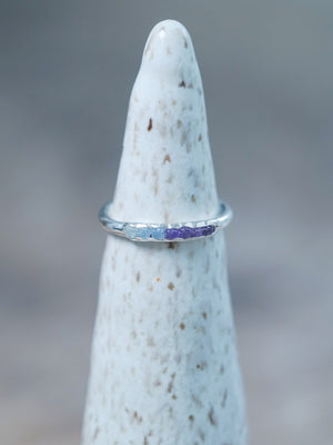 Aquamarine and Amethyst Ring with Hidden Gems using recycled sterling silver