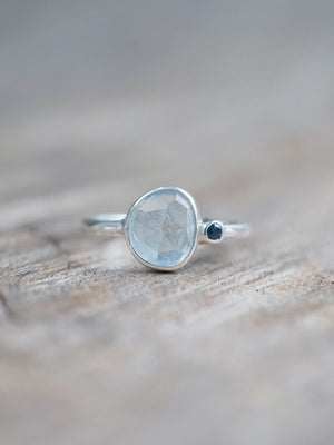 Aquamarine and Sapphire Ring in Sterling Silver