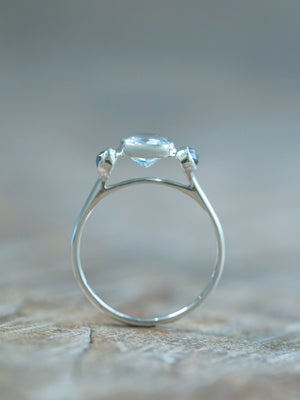 Aquamarine and Salt and Pepper Diamond Ring