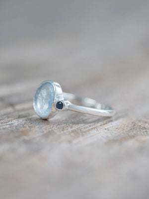 Rose Cut Aquamarine and Sapphire Ring