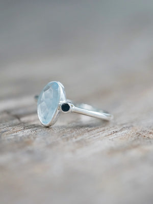 Rose Cut Aquamarine and Sapphire Ring