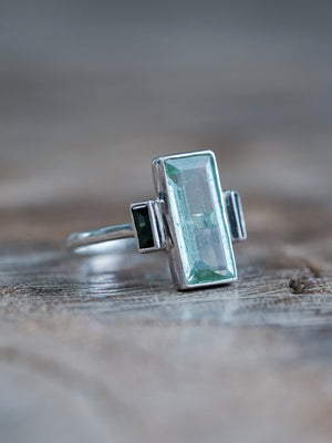 Aquamarine and Tourmaline Ring