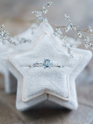 Art Deco Sapphire and Zircon Ring in Silver