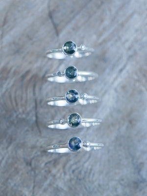 Available Sapphire and Salt and Pepper Diamond Ring in US size