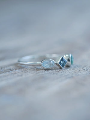 Available Topaz and Green Emerald Leaf Ring in sterling silver