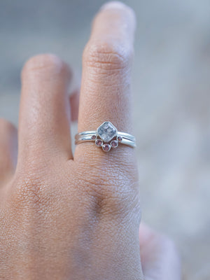 Available US size 7.5 | Montana Sapphire and Spinel Ring Set in recycled sterling silver