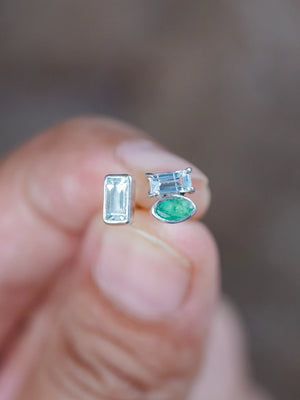 Mismatched Emerald and Aquamarine Earrings