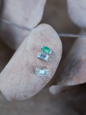 Mismatched Emerald and Aquamarine Earrings