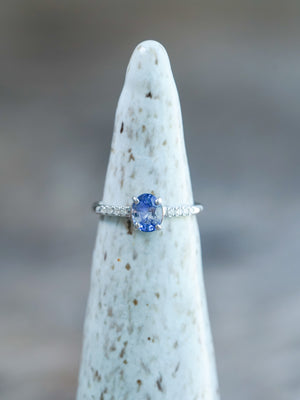 Bicolor Blue Sapphire Ring in White Gold - Ethical Jewelry | Gardens of the Sun