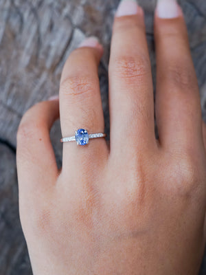 Bicolor Blue Sapphire Ring in White Gold - Ethical Jewelry | Gardens of the Sun