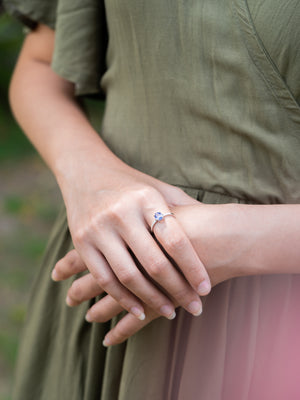 Bicolor Blue Sapphire Ring in White Gold - Size 6.75 - Gardens of the Sun | Ethical Jewelry