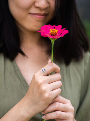Bicolor Blue Sapphire Ring in White Gold - Size 6.75 - Gardens of the Sun | Ethical Jewelry