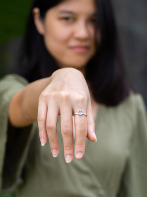 Bicolor Blue Sapphire Ring in White Gold - Size 6.75 - Gardens of the Sun | Ethical Jewelry