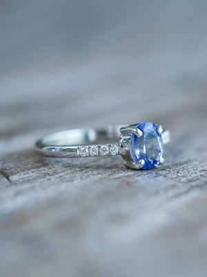 Bicolor Blue Sapphire Ring in White Gold - Ethical Jewelry | Gardens of the Sun