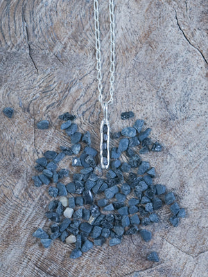 Black Hematite Necklace with Hidden Gems in recycled sterling silver