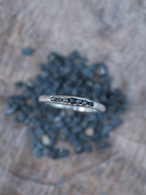 Black Hematite Ring with Hidden Gems in sterling silver
