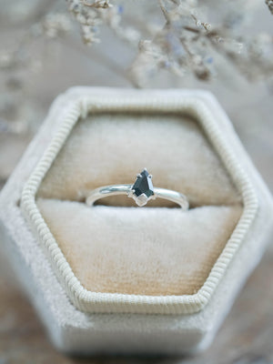 Black Shield Diamond Ring in Recycled Sterling Silver