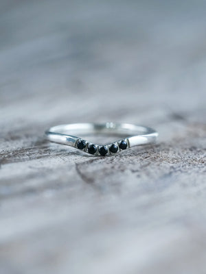 Black Spinel Nesting Ring in recycled sterling silver