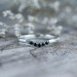 Black Spinel Nesting Ring in sterling silver