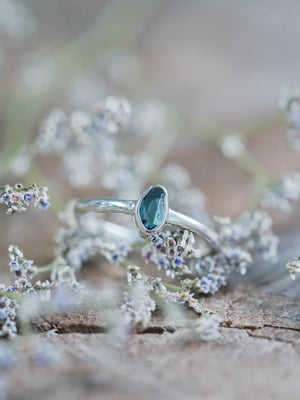 Blue Diamond Slice Ring in Silver