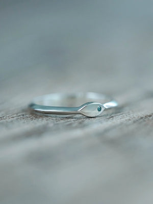 Blue Diamond Signet Ring in Recycled Sterling Silver