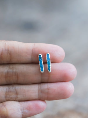 Blue Hauyne Earrings with Hidden Gems in sterling silver - stud earrings