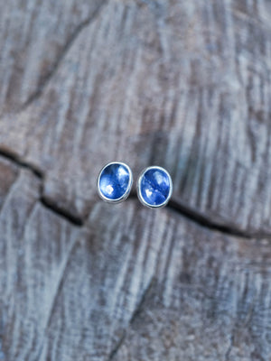 Blue Kyanite Stud Earrings in Sterling Silver