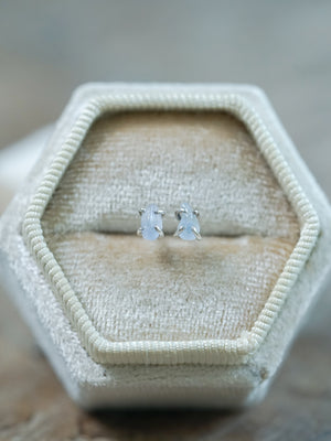 Blue Sapphire Pebble Stud Earrings in Sterling Silver