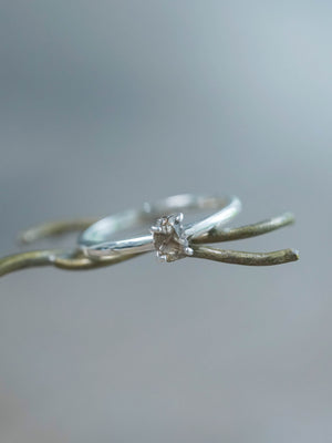 Brown Polki Diamond Ring with Prongs in Silver