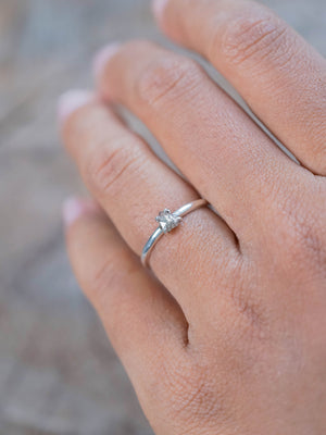 Brown Polki Diamond Ring with Prongs in Silver