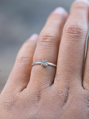 Brown Polki Diamond Ring with Prongs in Silver