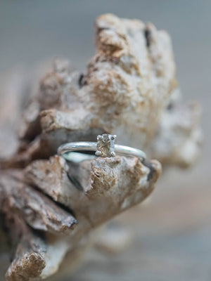 Borneo Diamond Ring with Prongs in sterling silver for Engagement Ring
