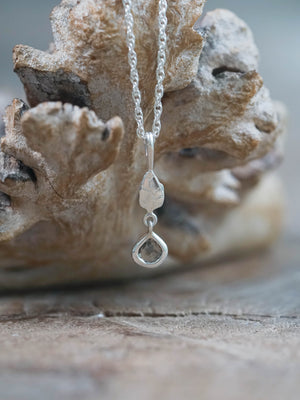 Brown Polki Diamond Leaf Necklace Silver