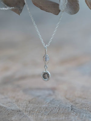 Brown Polki Diamond Leaf Necklace in Sterling Silver