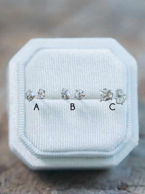 Brown Polki Diamond Stud Earrings in Silver