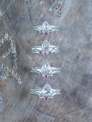 Buy Morganite and Spinel Ring Set | Recycled sterling silver