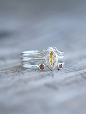 Citrine and Garnet Ring Set