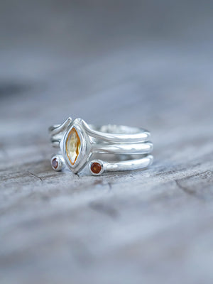Citrine and Garnet Ring Set